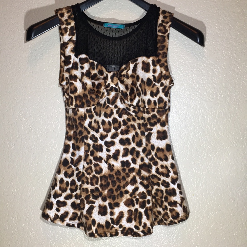 Cheetah Print Blouse with Fish Netting